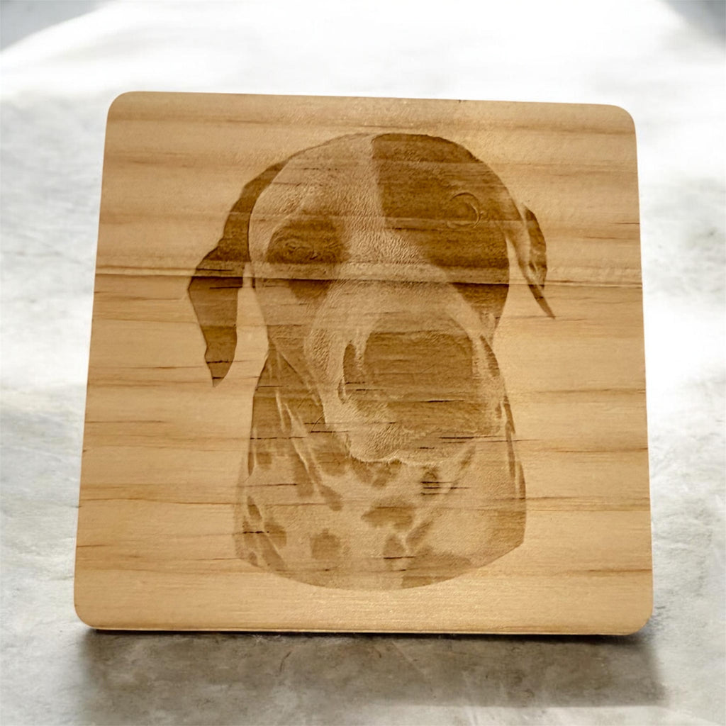 Custom engraved wood coasters