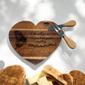 Heart Cheese Board with serving knife and fork