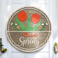 Hello Spring Door Sign "Spring" with Tulips