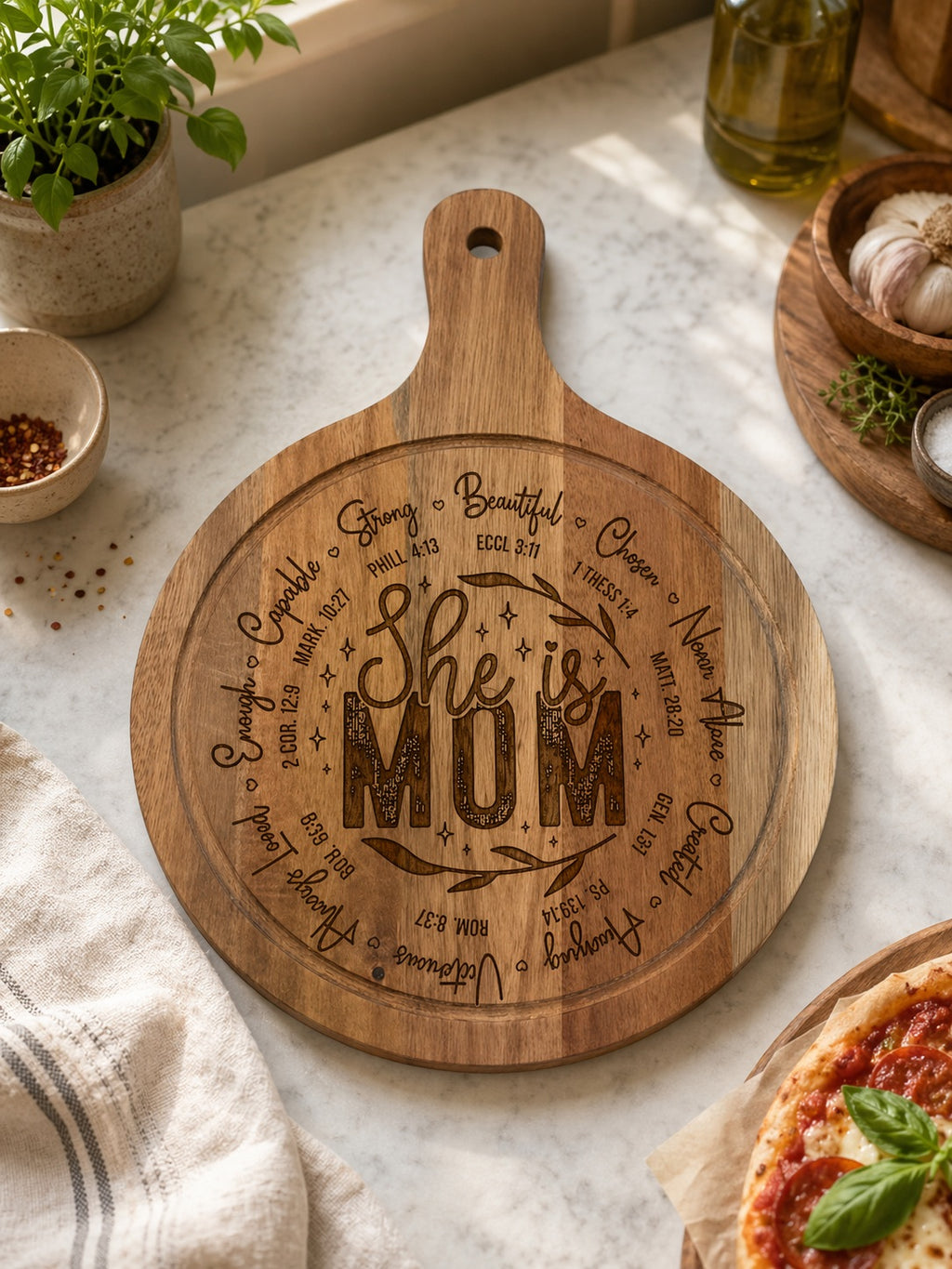 "She Is Mom" Pizza Board